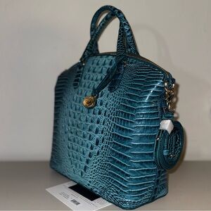 Brahmin Large Duxbury Bottle Blue Ombre Leather Zip Dome Satchel BRAND NEW RARE!